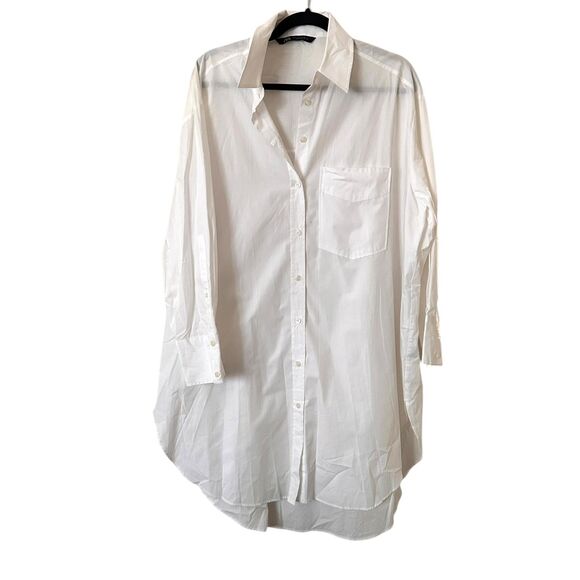 ZARA Oversized Button Down Tunic Dress White Small - Picture 2 of 6